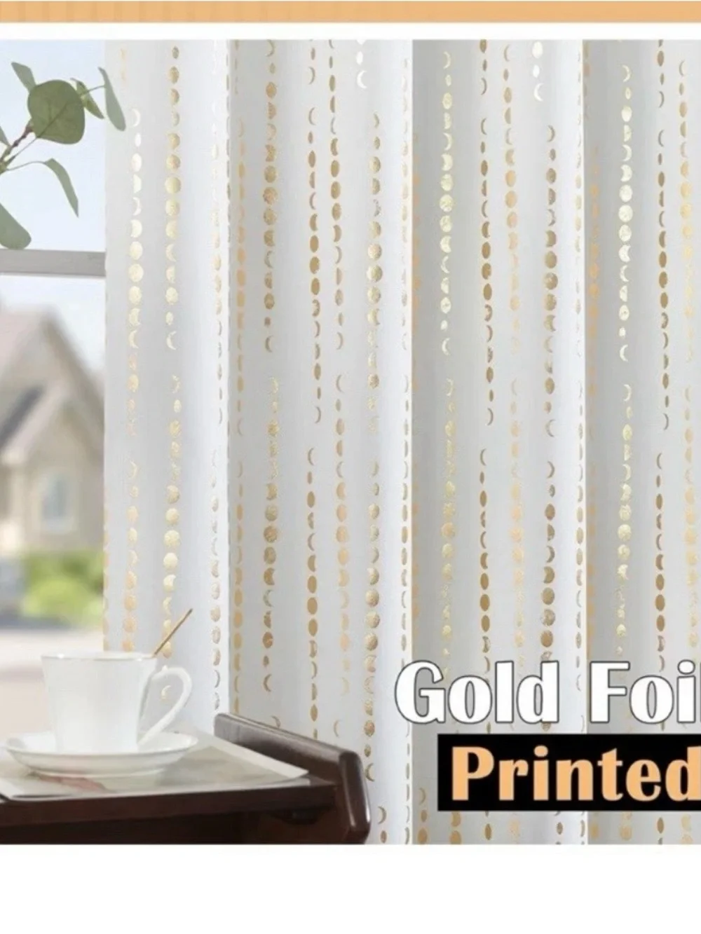 Metallic Gold Moon Phase Tapestry in White
